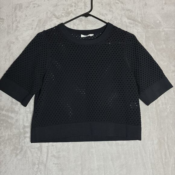 A.L.C. Tops - A.L.C. Cropped Open-Knit Top Sweater Black Size M